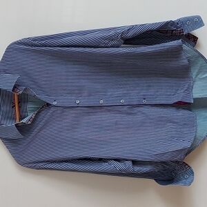 Robert Graham Mint/Purple Striped Long Sleeve Button Down Shirt Size L